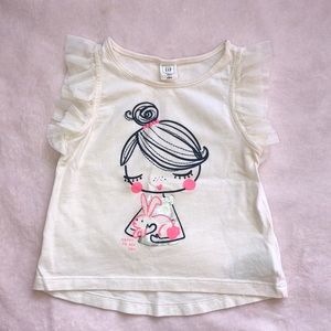 Toddler Girls Short Sleeve Cream Color Top
